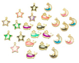 glitter resin metal gold charm cute charms whale whales star stars moon moons space uk kawaii craft supplies