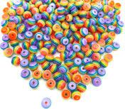 translucent acrylic rainbow stripe striped 8mm beads bead bundle rainbows cute uk craft supplies bright stripy kawaii