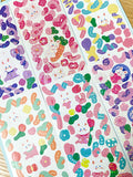 holo holographic glitter glittery bunny rabbit bunnies rabbits stationery sticker stickers sheet cute kawaii uk flower flowers bow bows scroll easter