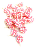 pink and white polymer clay lolly lollipop fb lollies flat backs 25mm