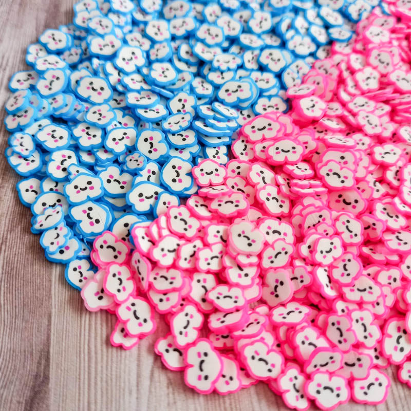 Polymer Clay Tiny Happy Cloud Sprinkles x50 #S1