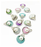 pearly shell silver tone charm shells seashell charms