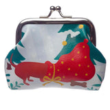 sausage dog dogs dachshund puppy cute click coin purse pvc mini oil cloth gift gifts uk stocking fillers kids child christmas festive winter purses