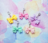 large resin bow bows planner clip clips charm charms pretty kawaii cute pastel colour colours pink lilac mint yellow uk planning supplies gift gifts silver tone metal