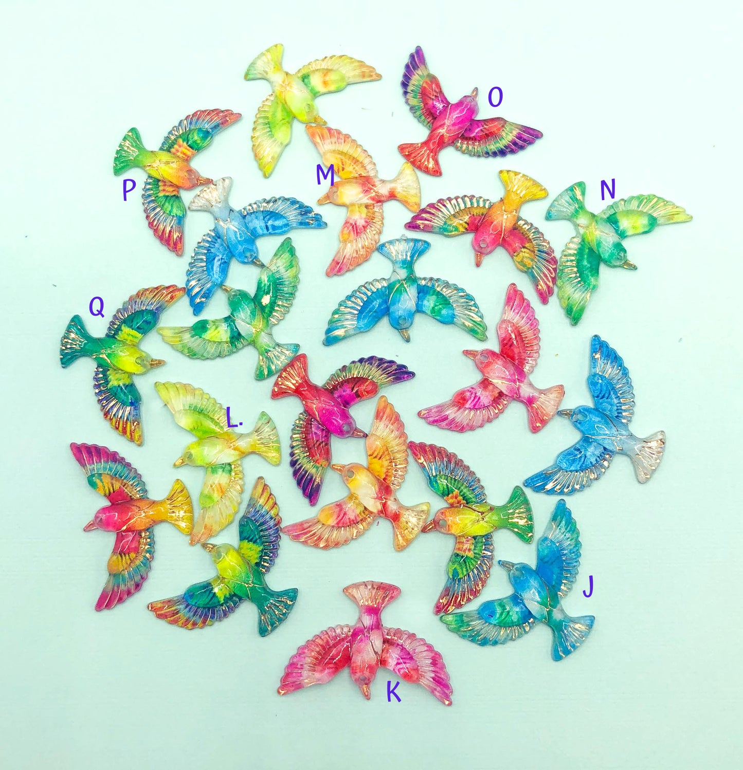 cute pretty kawaii bird birds fb flatback flat back resin resins gold foil foiled sparkly uk craft supplies pretty flying
