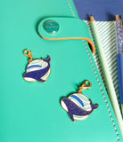 sparkly glitter whale whales ocean wave waves planner charm clip clips planning accessory sea blue enamel gold tone metal charms uk gifts
