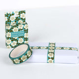turquoise and olive green astrid floral boxed 7m washi tape uk cute craft supplies stationery tapes flowers
