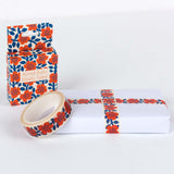 red and navy blue astrid ruby floral flower flowers washi tape boxed 7m cute kawaii stationery uk tapes planner supplies