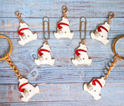 polar bear bears enamel keyring planner clip clips charms charms paper gift gifts uk cute kawaii bears red scarf star enamelled gold tone metal key ring pearl