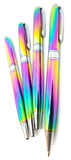 rainbow metal ballpoint pen with refill blue black red ink pens