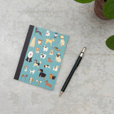 turquoise dog dogs puppy puppies lined a6 small note book notebook cute kawaii uk stationery rex london best in show pretty gift gifts