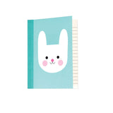 a6 bunny rabbit turquoise blue notebook lined pages 60 page note book cute kawaii uk stationery