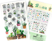 cacti cactus clear sticker pack of 6 sheets flat stickers plastic planner journalling