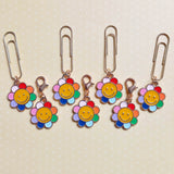 rainbow flower enamel planner clip clips charm charms paper accessory bright colours smiling happy flower flowers cute kawaii planning gift gifts uk gold tone metal