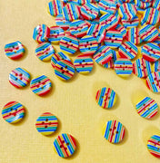 rainbow resin acrylic 12mm narrow stripe stripy striped buttons round four holes 4 small bright uk cute kawaii craft supplies button small round resin plastic