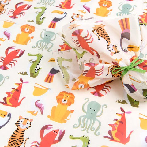 wild animals animal tissue paper papers wrap wrapping uk cute kawaii rex london colourful creatures creature red orange yellow gift gifts packaging