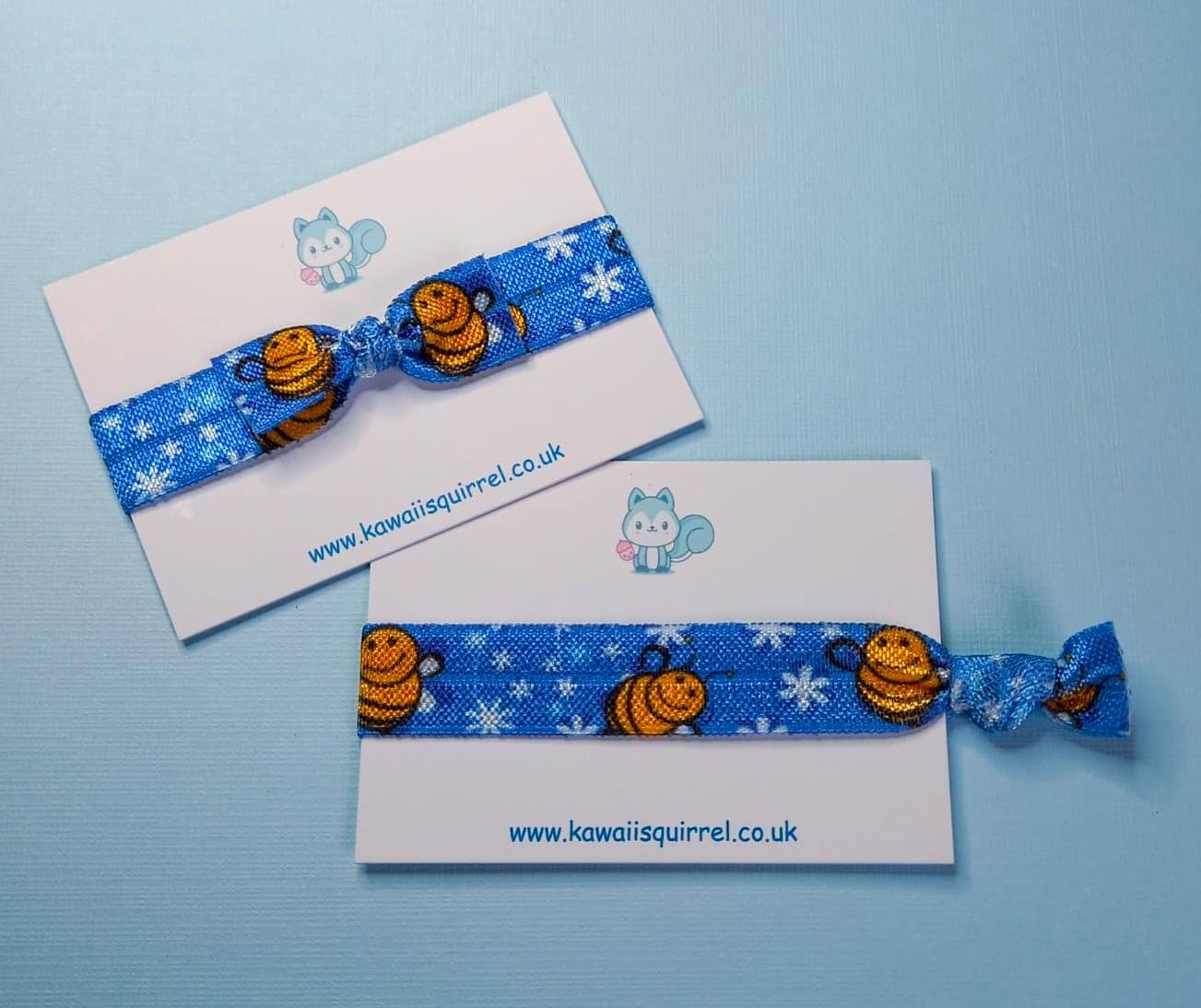 Just 50p! Blue & Turquoise Hair Ties Single Bow or End Tied #H12