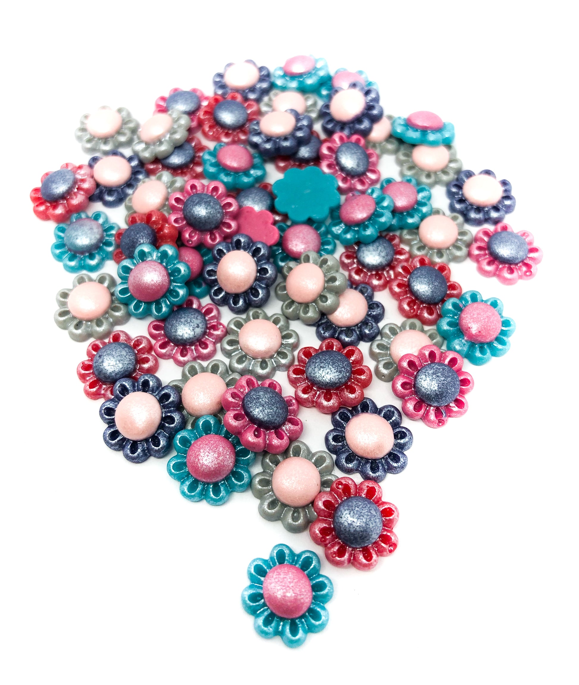 pearl pearly vintage retro flower 11mm resin flatbacks flowers