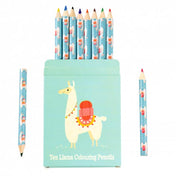 llama alpaca box of 10 coloured colouring crayons crayon pencil pencils for kids kid gift gifts uk cute kawaii stationery pack ten rex london dolly