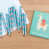 llama alpaca box of 10 coloured colouring crayons crayon pencil pencils for kids kid gift gifts uk cute kawaii stationery pack ten
