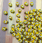 bee bees wood wooden yellow sticky stick on flatback flat back fb fbs uk cute kawaii craft supplies 12mm small adhesive bright 