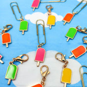summer ice lolly lollies planner charm paper clip clips charms uk handmade gift gifts gold tone metal pink orange yellow lime green hand made