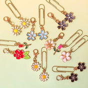 planner charm paper clip clips uk hand made handmade gift gifts gold tone metal pretty flowers rose daisy black white pink red grey blue turquoise cute kawaii floral flower
