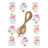 wooden flamingo bay peg pegs set of 10 twine string flamingos pink cute clips clip uk gifts