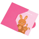 pink bunny bunnies hello little one baby arrival birth card cards pink cute kawaii cards uk pink bunnies baby girl girls greetings cards