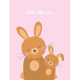pink bunny bunnies hello little one baby arrival birth card cards pink cute kawaii cards uk