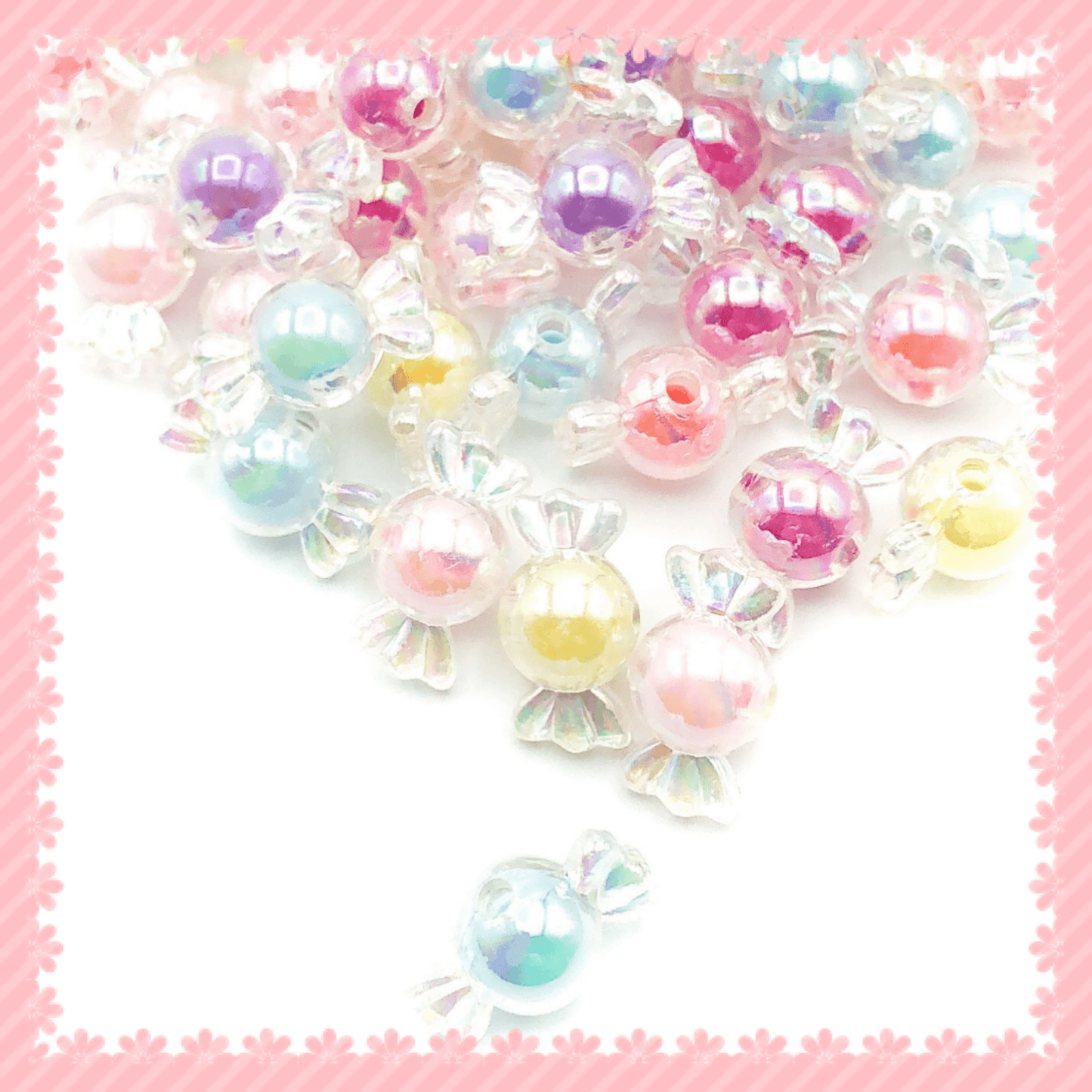 Chunky Pastel Iridescent Sweet Beads 21mm SET