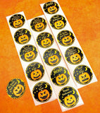 Halloween Pumpkin Round Stickers 25mm Set of 10/20