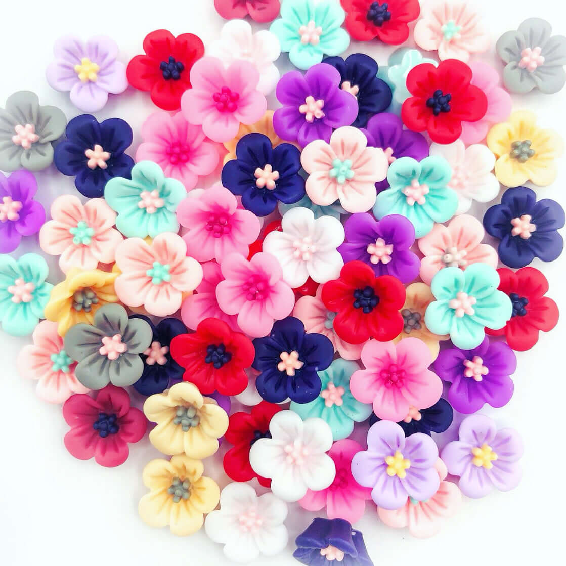 SAKURA Flower Flat Back 14mm Bundle of 15 MIXED