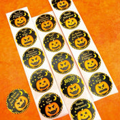 halloween pumpkin sticker stickers 25mm round small packaging sticker black orange boo trick or treat happy spooktacular uk stationery cute kawaii pumpkins orange black yellow
