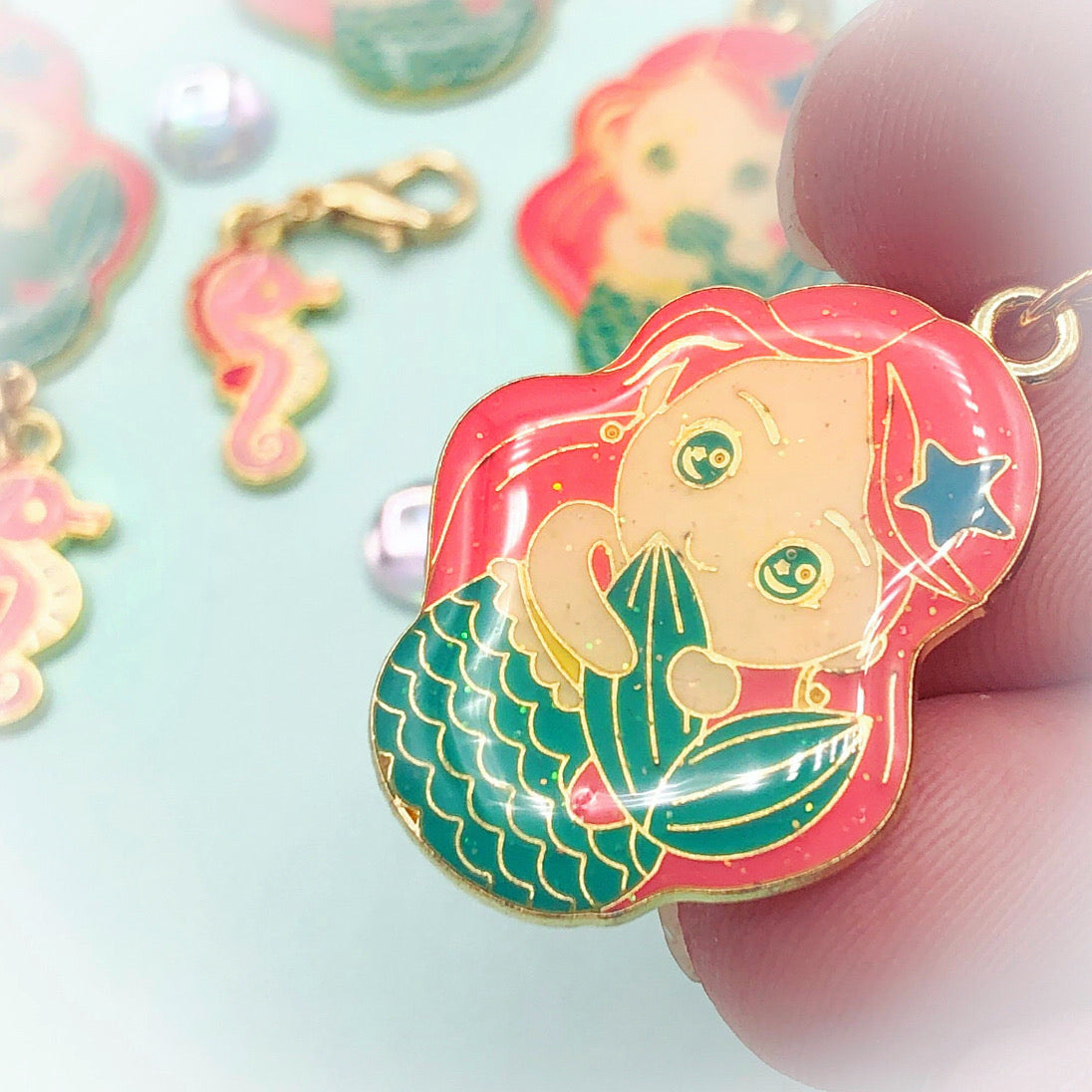 Just 50p! MERMAID & SEAHORSE Planner Charm or Paper Clip #P112