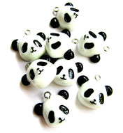 20mm resin panda face charm pandas charms cute kawaii black and white silver tone hook uk craft supplies pendants