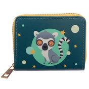 lemur cute baby lemurs zip wallet purse purses coin wallets turquoise teal green kawaii uk gift gifts stocking fillers