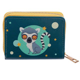 lemur cute baby lemurs zip wallet purse purses coin wallets turquoise teal green kawaii uk gift gifts stocking fillers