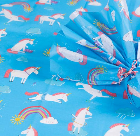 cute unicorn rainbow unicorns rainbows rex london blue pink tissue paper pack of 2 large sheet sheets uk cute kawaii packaging supplies cloud