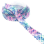 mermaid scale scales fold over elastic ribbon 1 yard 15mm wide purple blue foe
