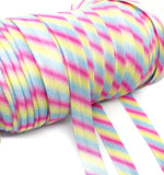 diagonal rainbow stripe striped elastic 15mm foe ribbon one yard