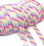 diagonal stripe stripes fold over elastic ribbon foe ribbons elastics uk cute kawaii craft supplies yard stretch pink yellow blue stripy bright