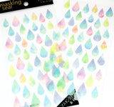 pastel watercolour raindrops rain drop clear stickers pack sticker sheet