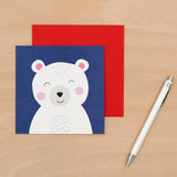 kawaii cute happy polar bear rex london square greetings card blank uk stationery cards animals animal