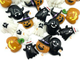 halloween resin flatback fb fbs ghost pumpkin black white happy ghosts