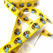bumble bee yellow 15mm elastic ribbon yard foe ribbons bees honey honeybee sunny uk cute kawaii craft supplies crafts